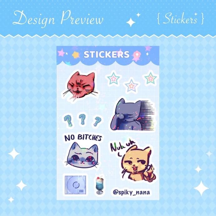 Cat meme sticker sheet by SpikyNana